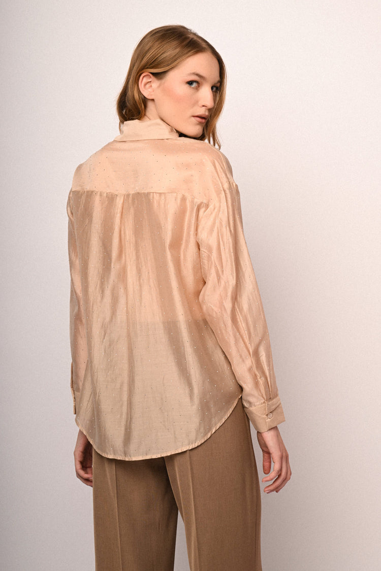 Camicia in organza con mini borchie