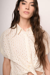 Camicia in sangallo beige