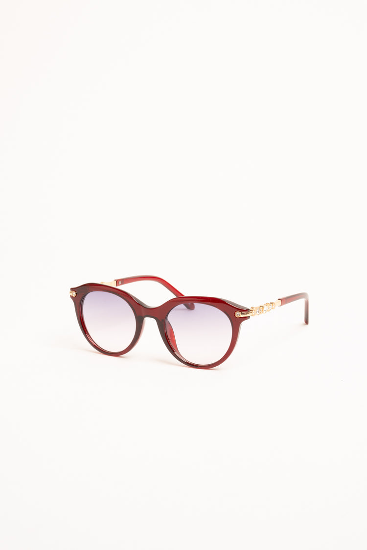 Occhiale da sole rotondi bordeaux con strass