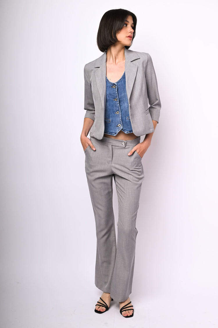 Blazer monopetto con maniche crop