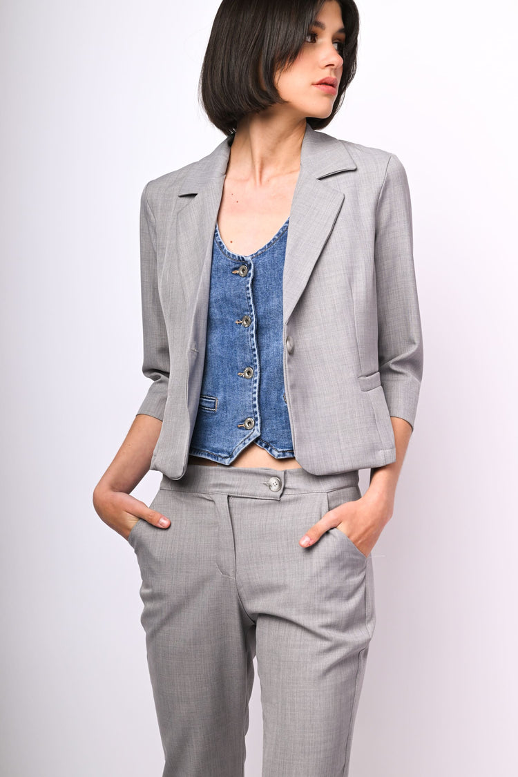 Blazer monopetto con maniche crop