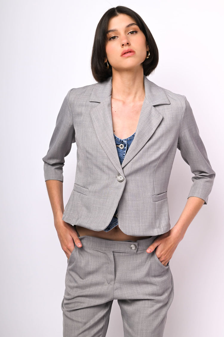 Blazer monopetto con maniche crop