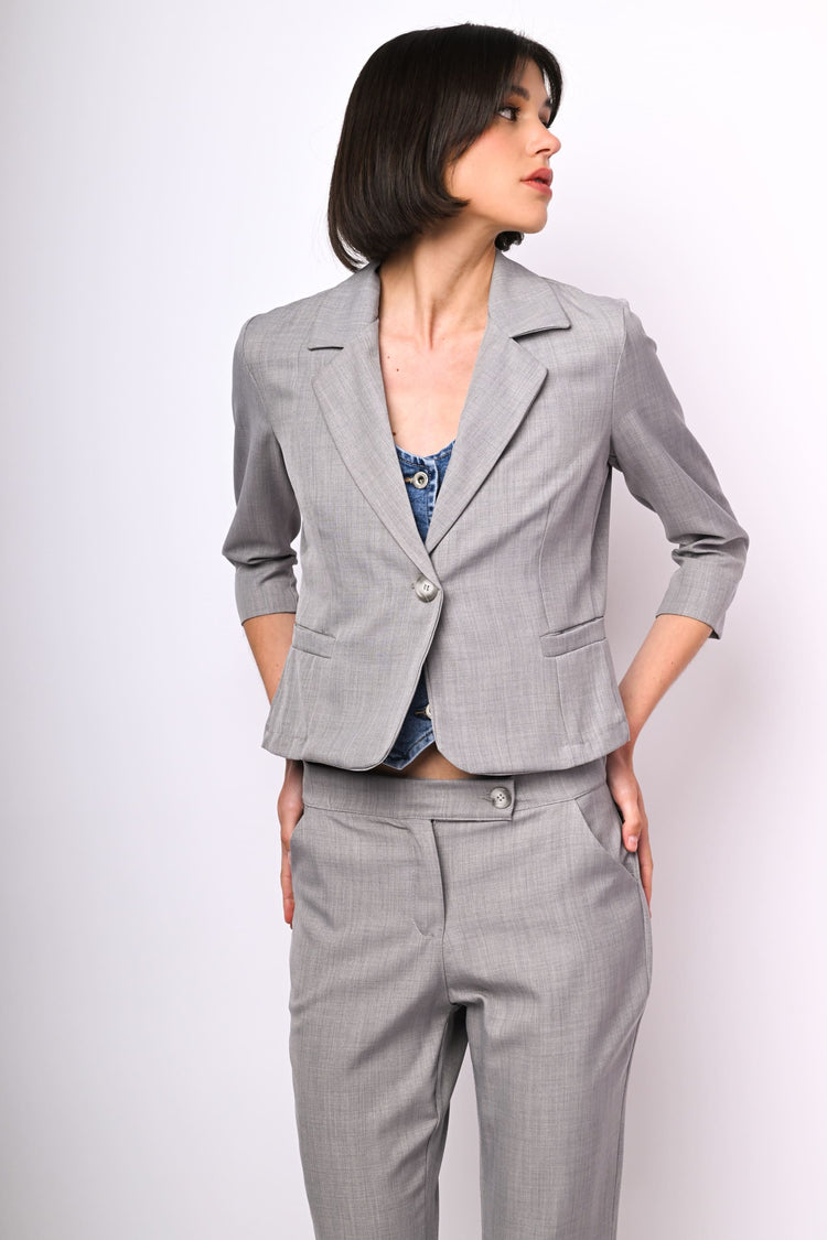 Blazer monopetto con maniche crop