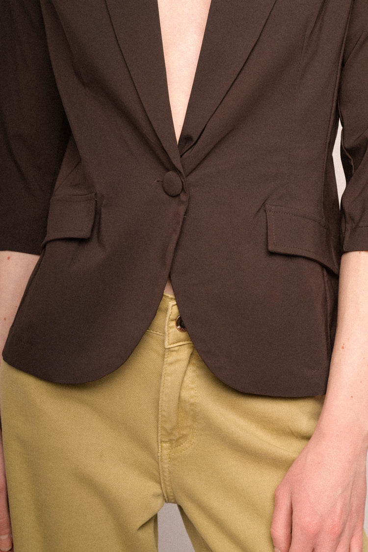 Blazer monopetto misto viscosa cioccolato