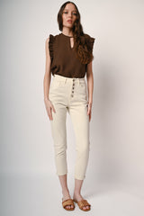Pantaloni in drill con bottoni