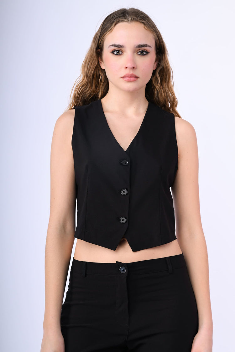 Gilet monopetto misto viscosa