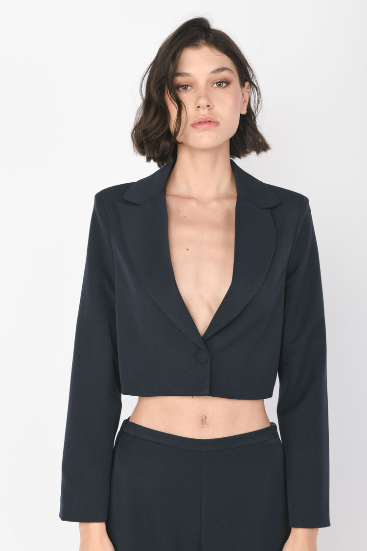 Blazer crop con bottone