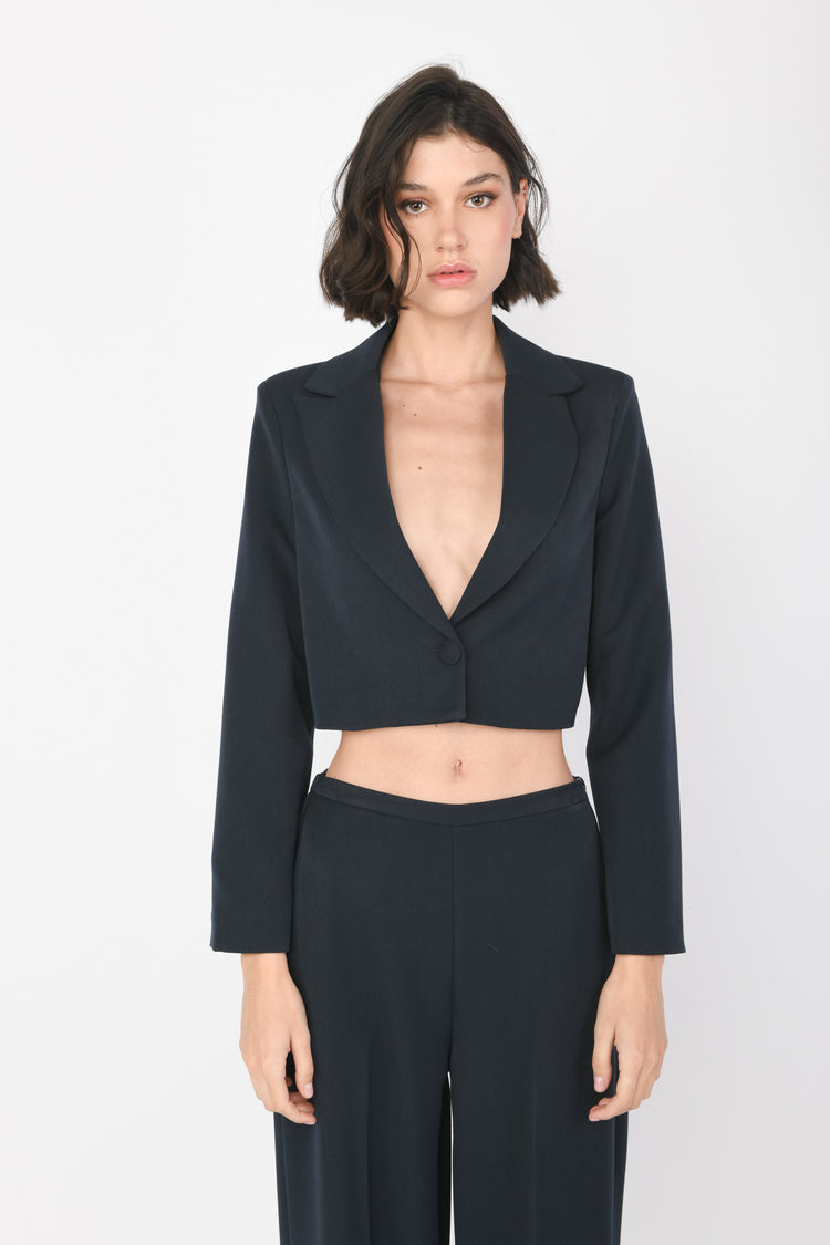 Blazer crop con bottone