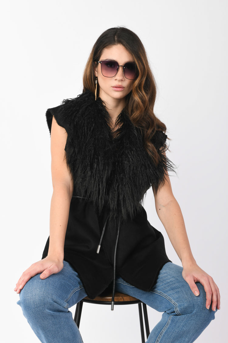 Gilet in maglia e faux fur