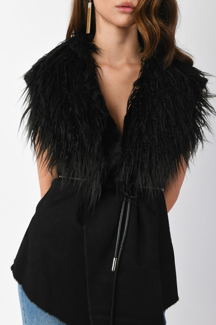 Gilet in maglia e faux fur