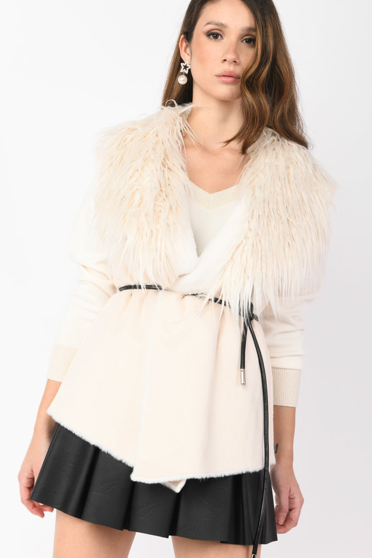 Gilet in maglia e faux fur