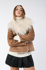 Giacca in similpelle e faux shearling
