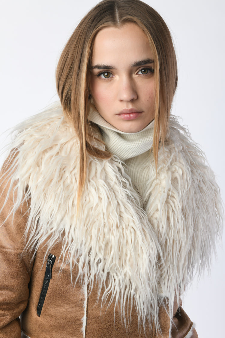 Giacca in similpelle e faux shearling