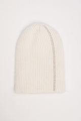 Cappello a coste con strass avorio