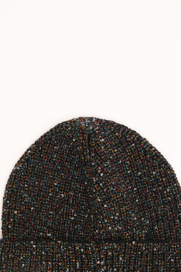 Cappello glitter con risvolto nero