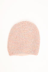 Cappello in maglia con micro paillettes rosa