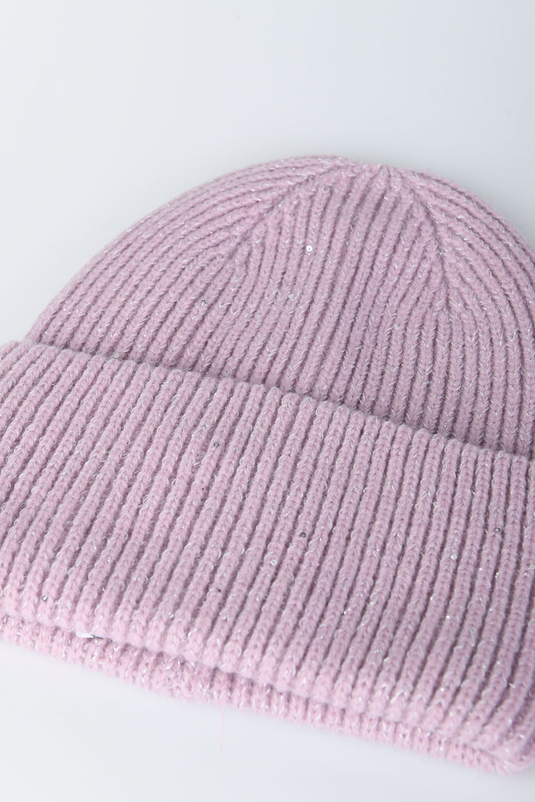 Berretto in maglia lurex con paillettes