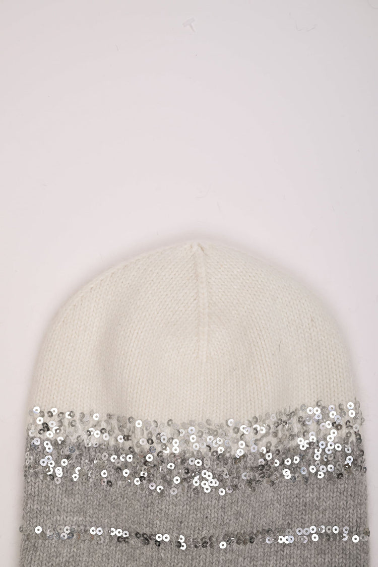 Berretto color-block con paillettes