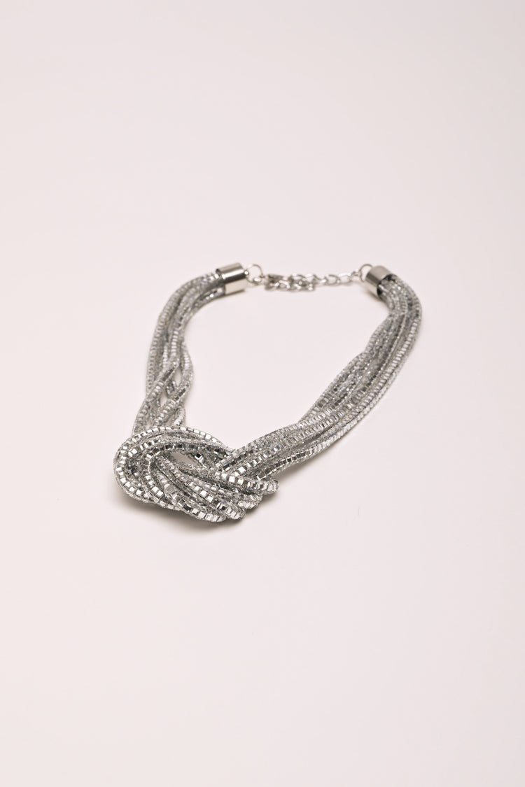 Collana multifili con strass e nodo