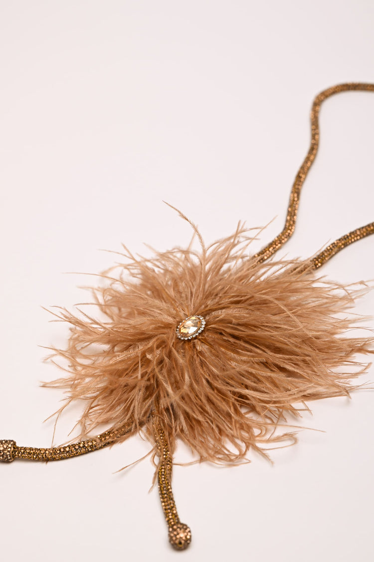 Collana lunga con piume