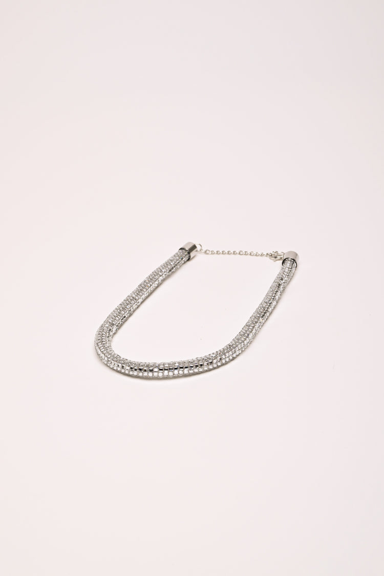 Collana tubolare con strass