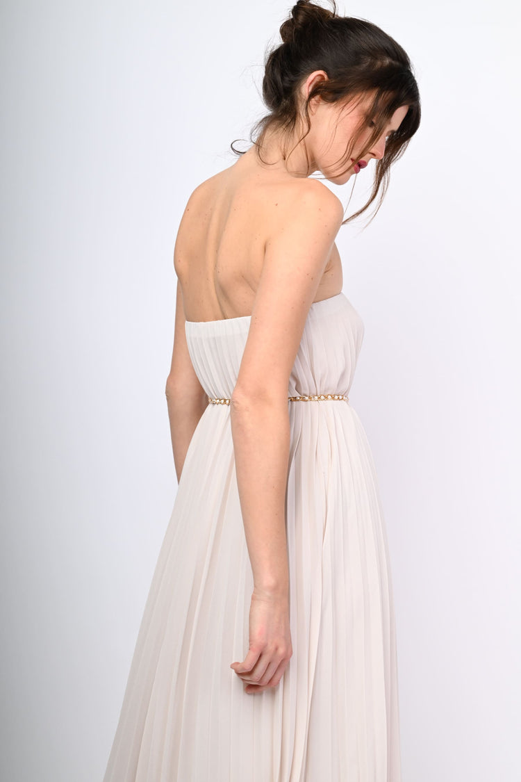 Abito lungo in tessuto plissé