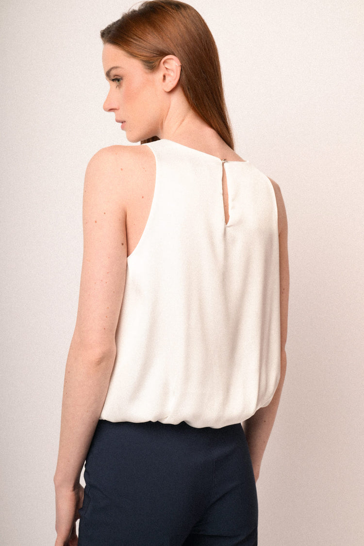 Top a palloncino in raso bianco