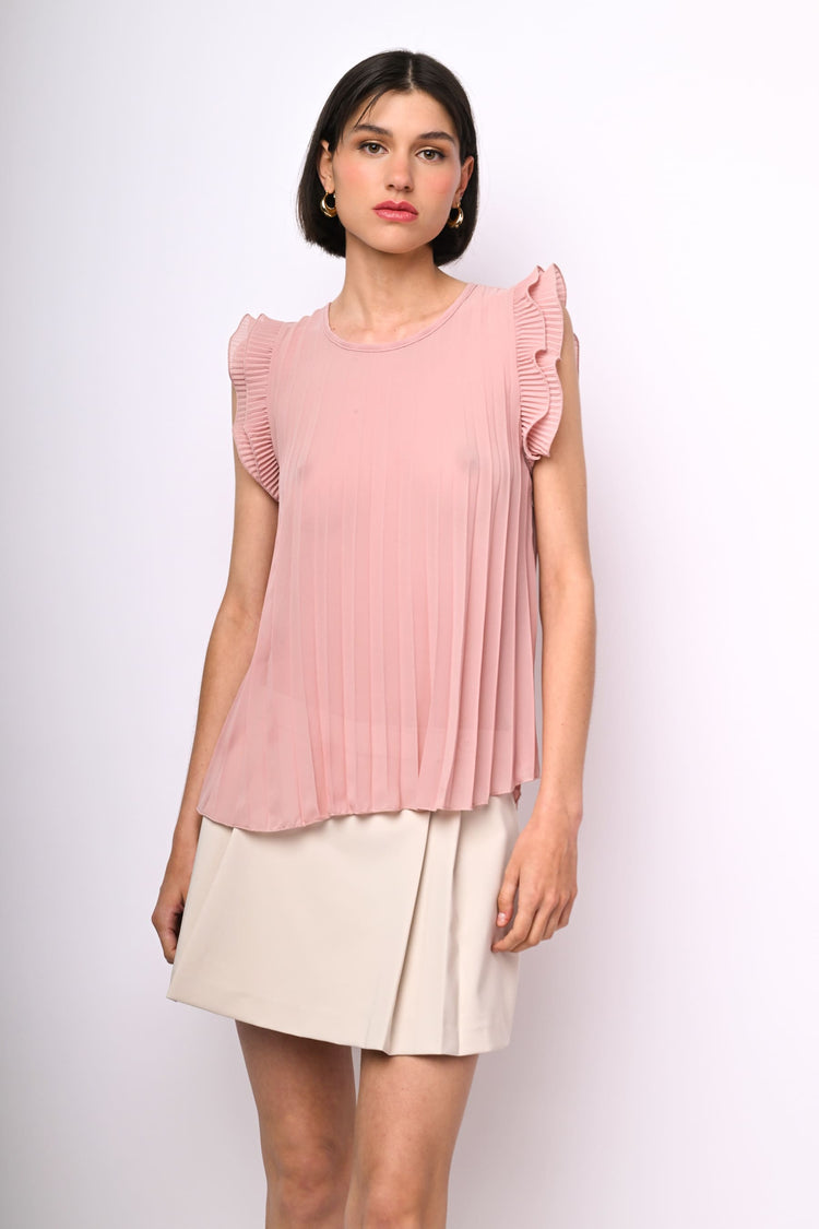 Top in georgette plissettato