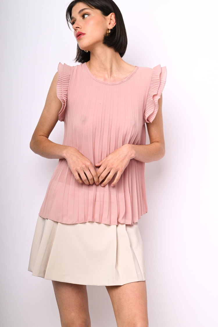 Top in georgette plissettato