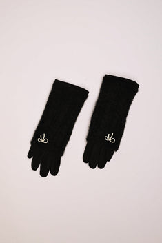 Guanti con fiocco strass