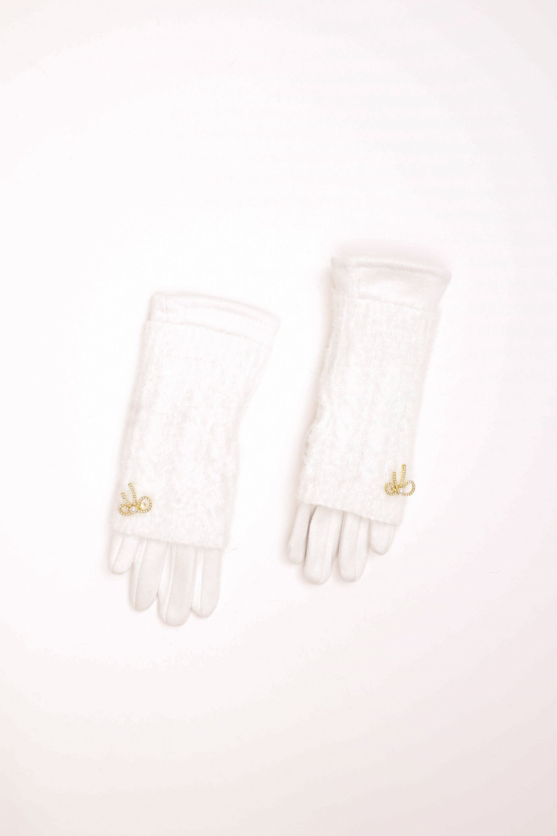 Guanti con fiocco strass