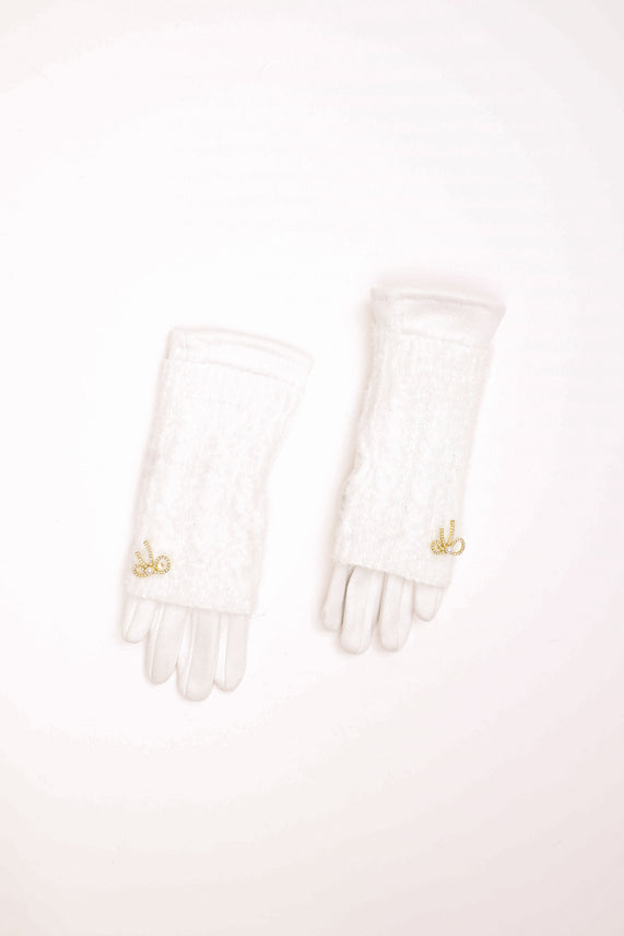 Guanti con fiocco strass