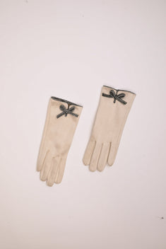 Guanti con fiocco pied de poule
