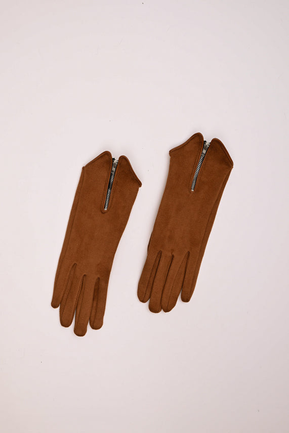 Guanti scamosciati con zip