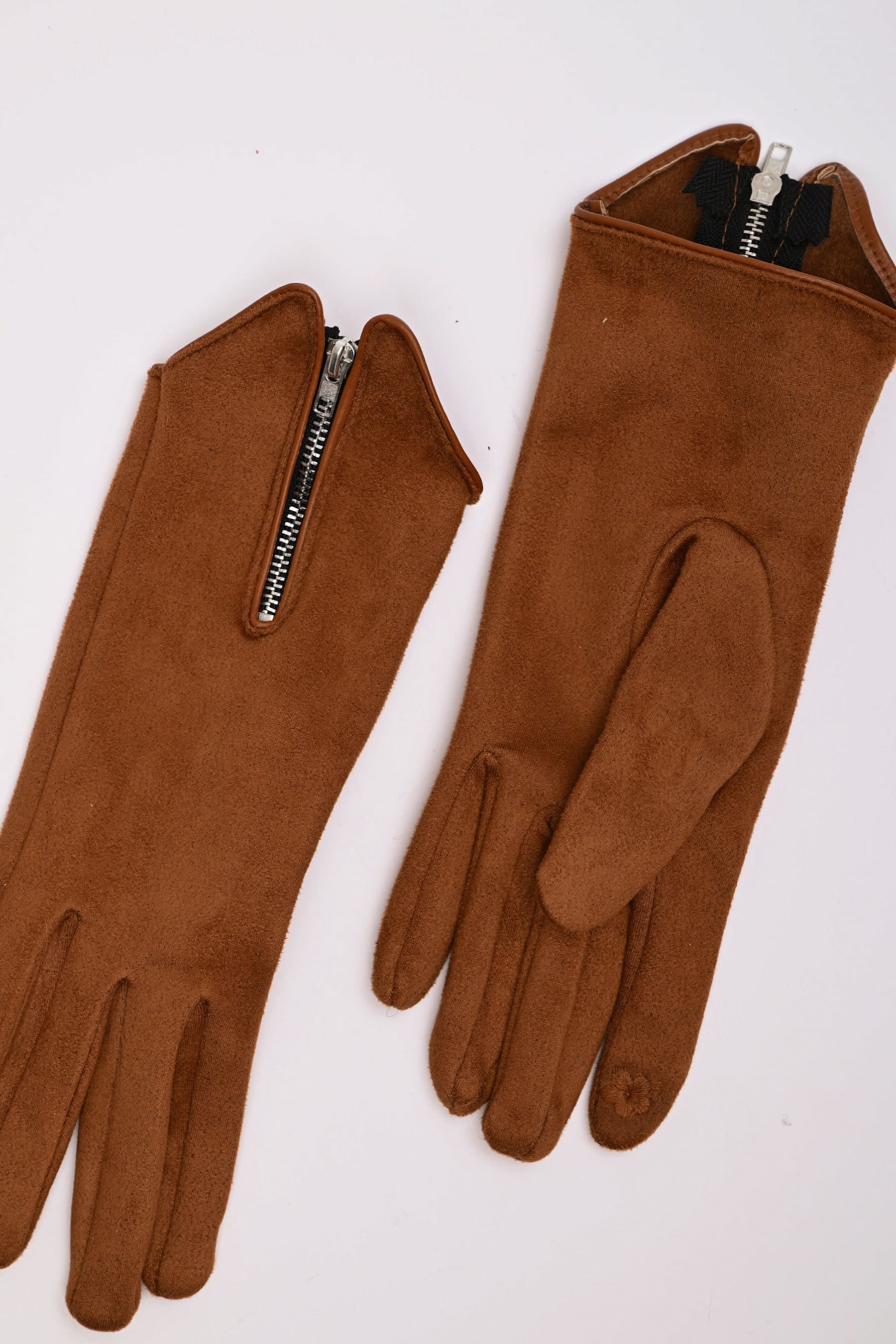 Guanti scamosciati con zip