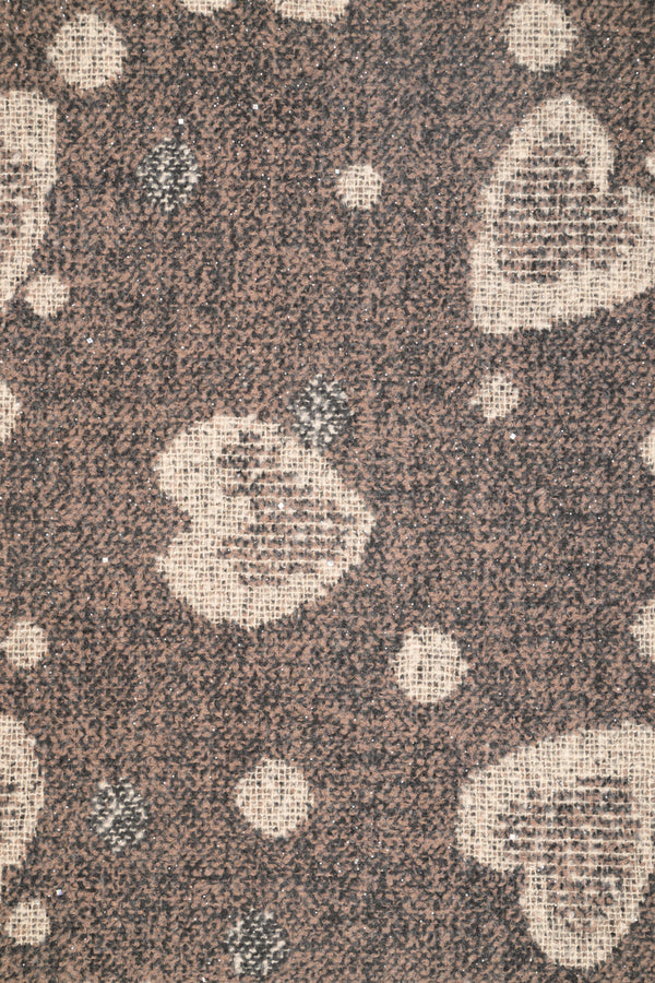 Sciarpa con cuori e frange marrone-beige