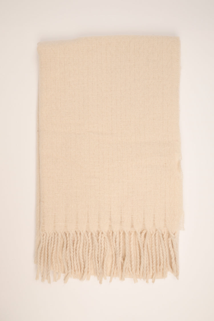 Sciarpa glitter con frange beige