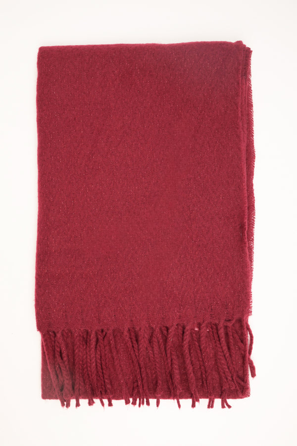 Sciarpa glitter con frange bordeaux