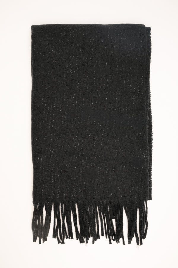 Sciarpa glitter con frange nera