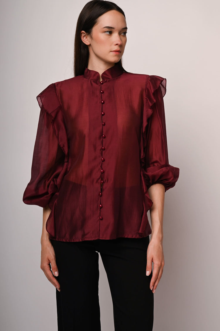 Camicia in mussola con volants