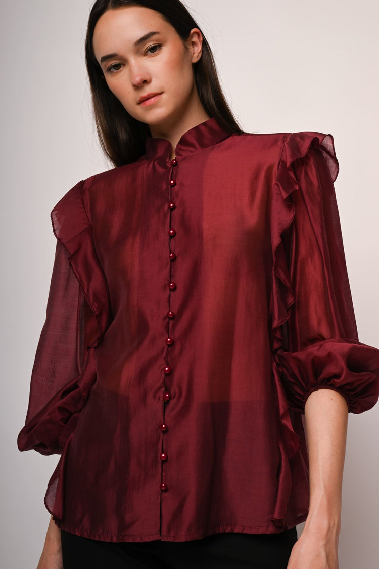 Camicia in mussola con volants