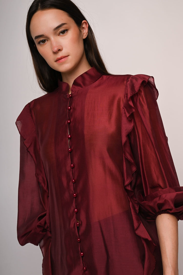 Camicia in mussola con volants