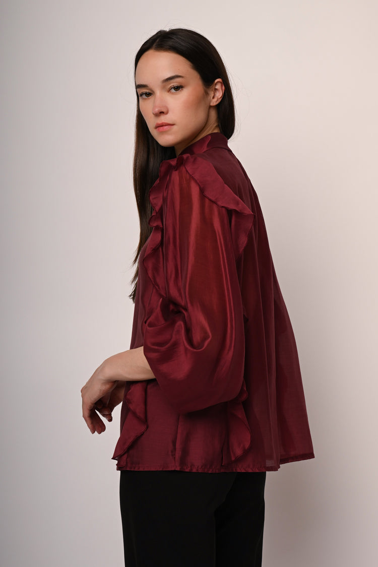 Camicia in mussola con volants