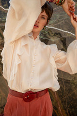 Camicia in mussola con volants