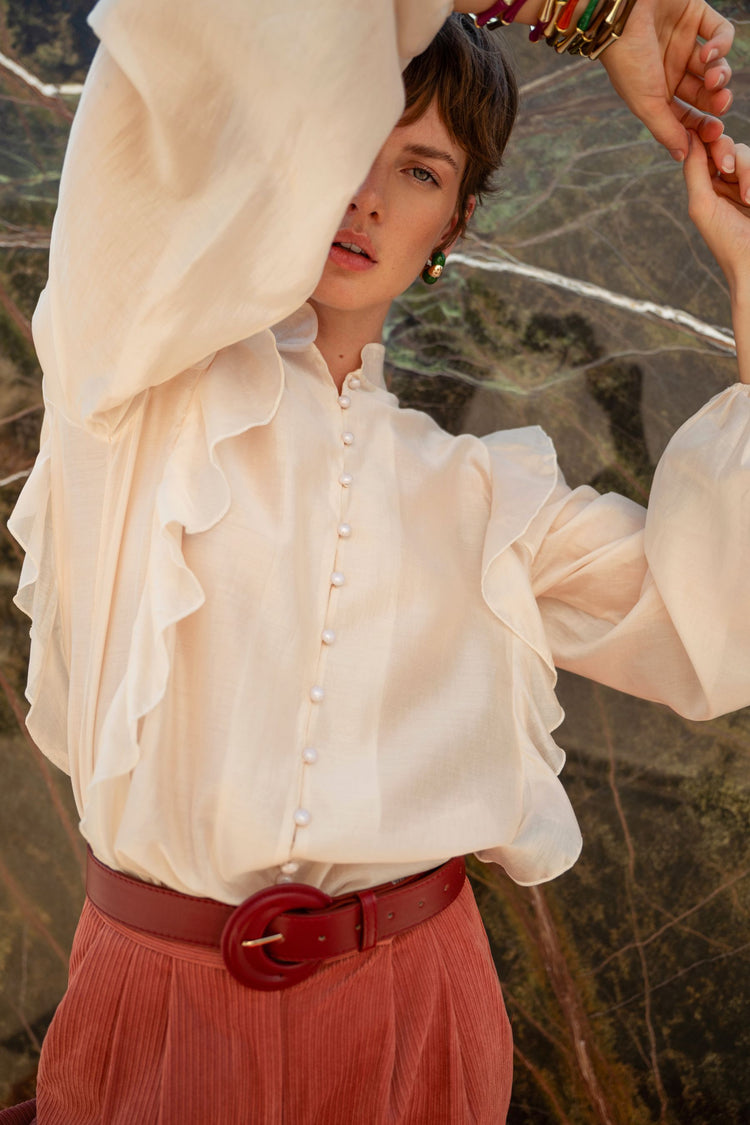 Camicia in mussola con volants