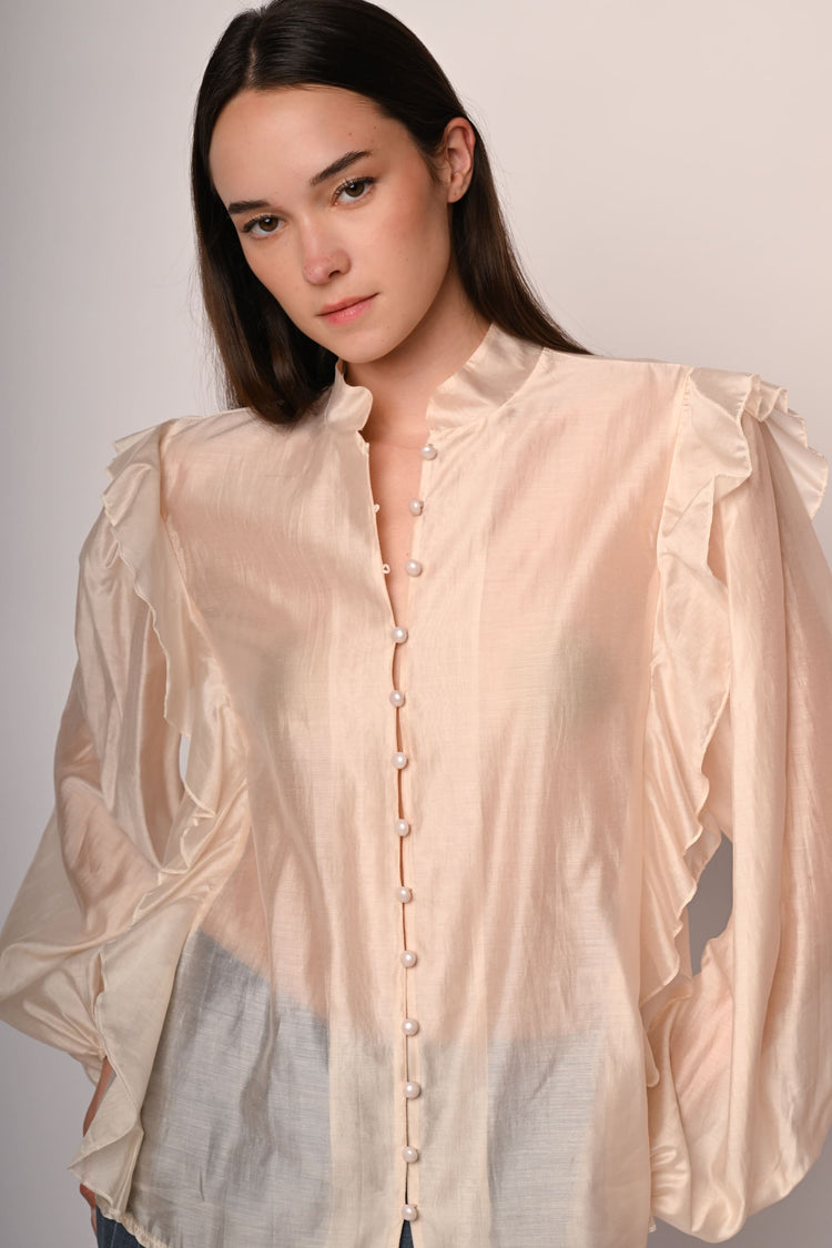 Camicia in mussola con volants