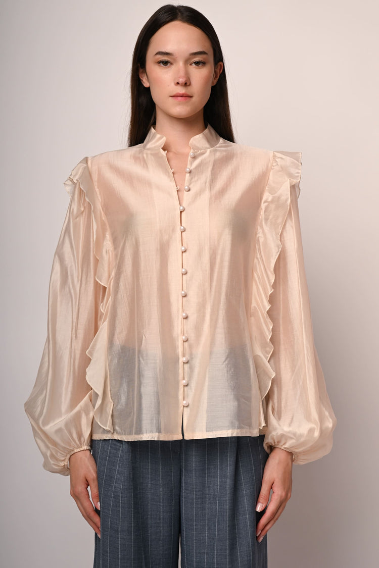 Camicia in mussola con volants