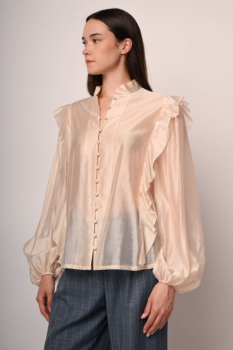 Camicia in mussola con volants