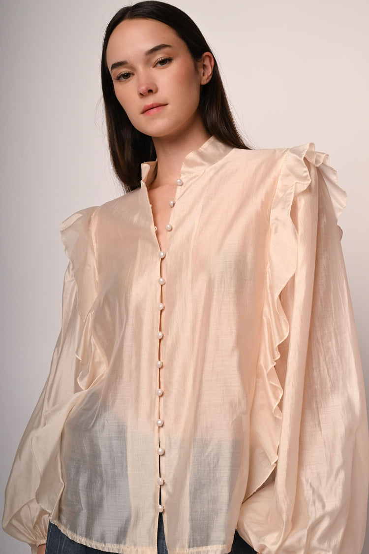 Camicia in mussola con volants