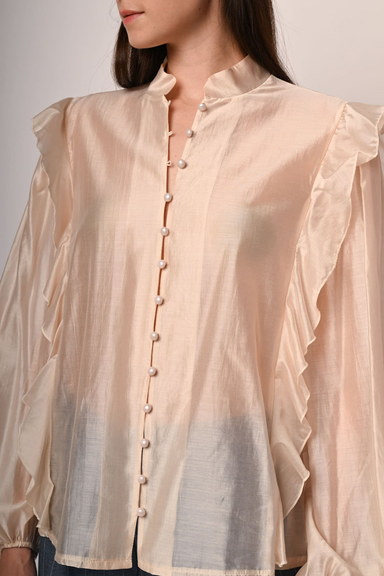 Camicia in mussola con volants